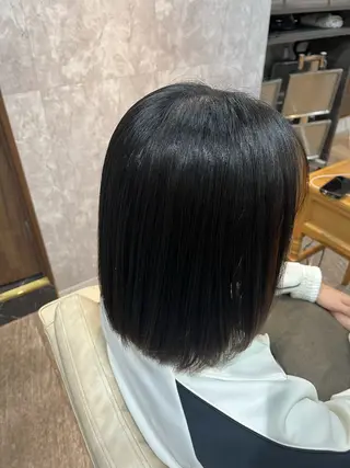 ミディアム 縮毛矯正⚡️カラー いいじまのヘアスタイル