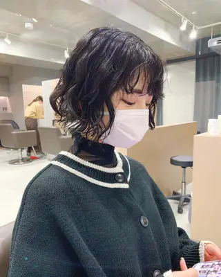 ショート パーマ ボブパーマコテ巻き風 パーマNo1深江秀平のヘアスタイル