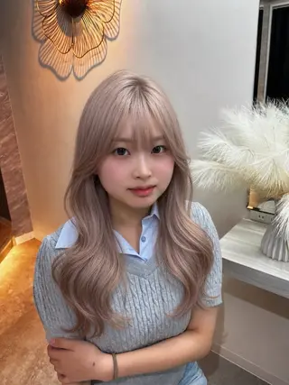 ロング カラー パーマ ヘアアレンジ 🤍韓国風レイヤー/ 艶髪🤍鳥越美羽のヘアスタイル