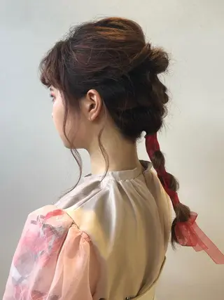 ヘアアレンジ 💗暖色/艶カラー/ レイヤー/栗原萌希のヘアスタイル