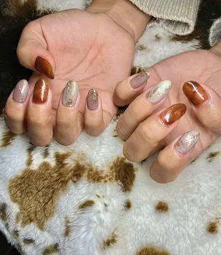 ミディアム カラー パーマ ヘアアレンジ メンズ キッズ ネイル マツエク・マツパ el. by Aoのネイルデザイン