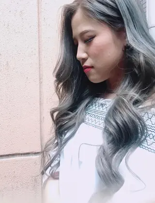 ロング カラー パーマ ヘアアレンジ チビ編み込みエクステ シールEXどぅ〜すのヘアスタイル