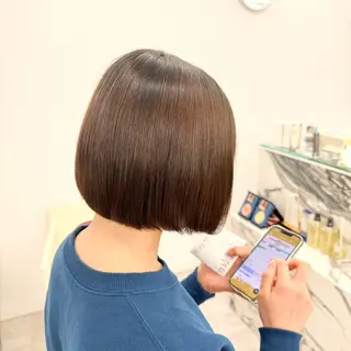 ミディアム カラー パーマ ヘアアレンジ メンズ キッズ ボブ×自然な縮毛矯正 RYOGAのヘアスタイル