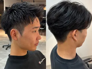 メンズ 保立フェザーパーマ 大人メンズヘア船橋駅のヘアスタイル