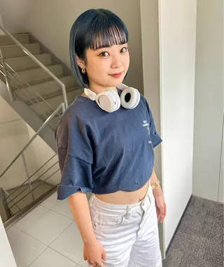 ショート カラー パーマ ヘアアレンジ デザインカラー/ボブ ブリーチカラー/ユリのヘアスタイル