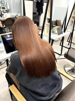 ロング パーマ 🍒モテ暖色カラー × うる艶✧ ゆなのヘアスタイル