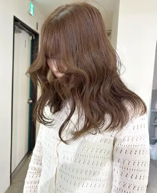 セミロング カラー mizuki/ピンク ベージュ.レイヤーのヘアスタイル