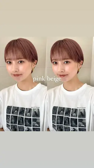 ショート カラー 顔まわり🥨レイヤー /透明感/水口舞奈のヘアスタイル