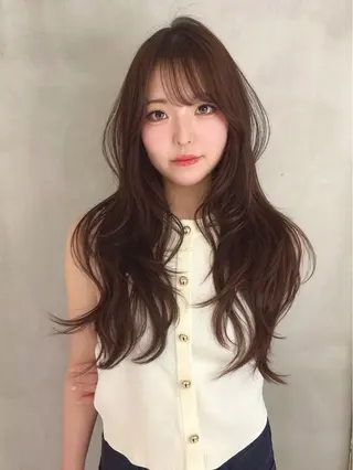 ロング カラー 顔周り\エクステ\ 透明感カラー\まりんのヘアスタイル