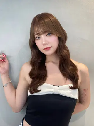 セミロング カラー 縮毛矯正ブリーチなし 🍒❤ゆうきのヘアスタイル