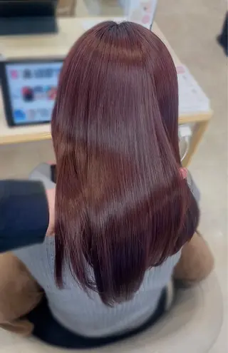 ロング カラー シャドウパーマ／骨格 矯正カット　トモキのヘアスタイル