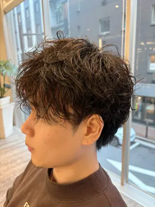 パーマ メンズ 白髪ぼかし大人メンズ 根本零のヘアスタイル