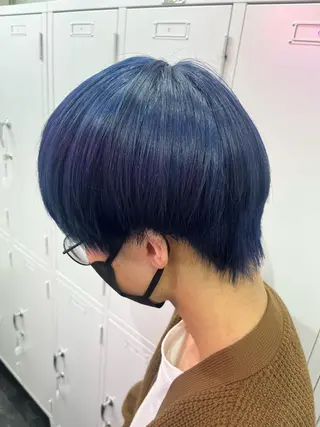 ショート カラー メンズ ♱地雷カラー♱ウルフ ♱ 藍衣 ♱のヘアスタイル
