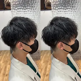 ショート パーマ メンズ センターパート ／植田のヘアスタイル