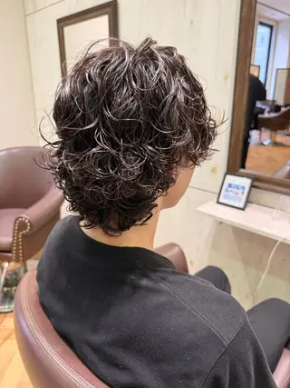 ミディアム パーマ メンズ 溝口 槙里也のヘアスタイル