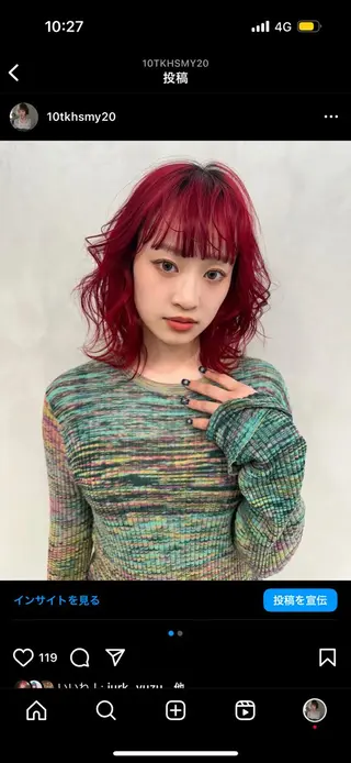 ミディアム カラー ヘアアレンジ MIYU/ケアブリ ーチカラー／デザインのヘアスタイル