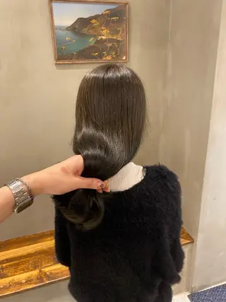 セミロング 新宿/顔周りカット +レイヤー＝しずく♩のヘアスタイル