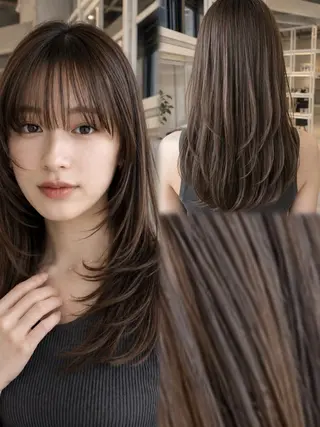 ロング 恵比寿結べるレイヤー 地毛風カラー大場のヘアスタイル