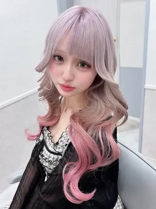 ロング 💎のぼりゆい/大須 ブリーチなしWカラーのヘアスタイル