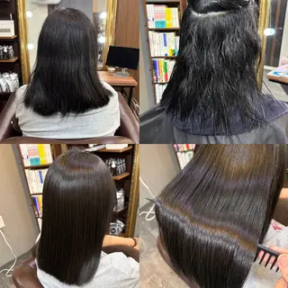 ミディアム 髪質改善縮毛矯正 snsモデルのヘアスタイル