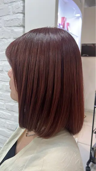 セミロング カラー 💘赤み消し盛れる モテカラー👑リノのヘアスタイル