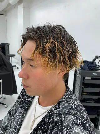 パーマ メンズ スパイキーパーマ 柏NO1 藤本葉のヘアスタイル