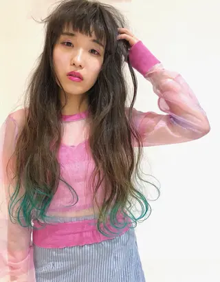 ロング カラー カット無料/髪質改善 髪質根本改善/艶髪のヘアスタイル
