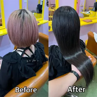 ロング カラー+ちび編み込み エクステ梅田🐨のヘアスタイル