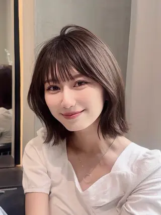 ミディアム 💖透明感カラー縮毛 レイヤー/大宮/虎白のヘアスタイル