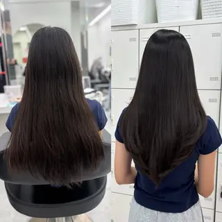 ロング 抜け感レイヤー︴ ニュアンスカラーのヘアスタイル