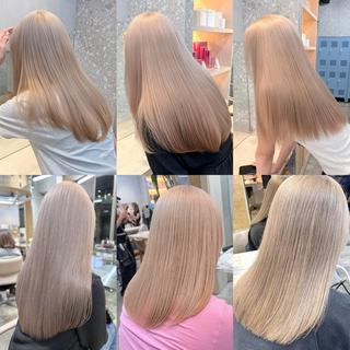 セミロング カラー 自分らしさと愛され ハイトーンカラーみわのヘアスタイル