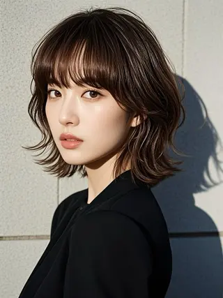 ミディアム ウルフカット 811 大阪梅田 ウルフのヘアスタイル