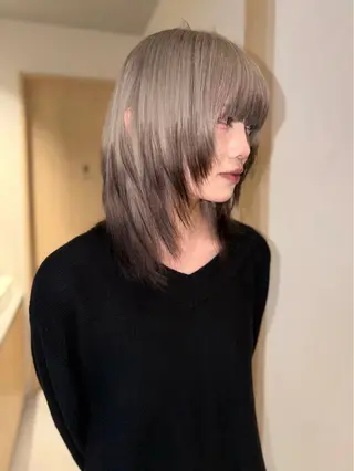 ミディアム カラー 岡山ハイトーン・ ルーツカラー/こもものヘアスタイル