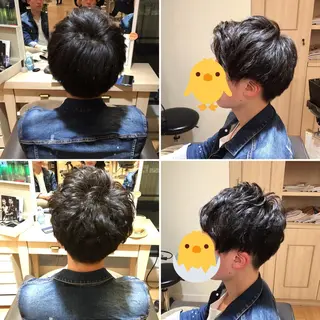 ショート パーマ メンズ 白浜 サキのヘアスタイル