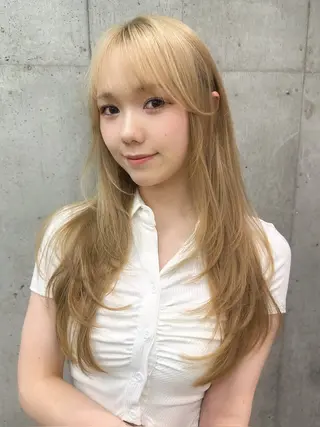 ロング カラー ヘアアレンジ 立川レイヤー 透明感カラーaoiのヘアスタイル