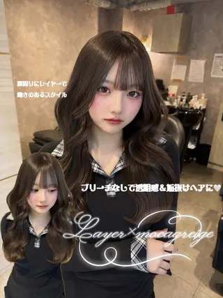 ロング カラー あみ/暗髪オリ ーブ特化🍃髪質改善のヘアスタイル
