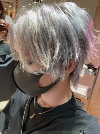 ミディアム カラー メンズ 【ブリーチ無しW】 【暗髪&暖色系】圭真のヘアスタイル