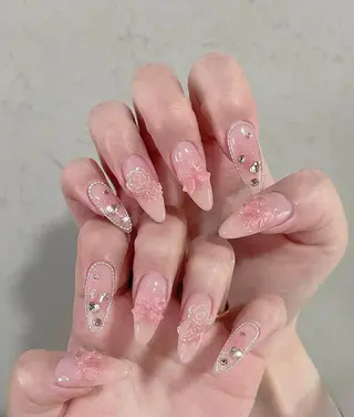 ロング カラー 波 なみのネイルデザイン