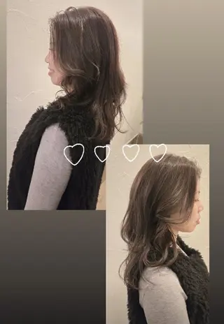 カラー セミロング ヘアアレンジ hair& beauty BRYのマツエク・マツパデザイン