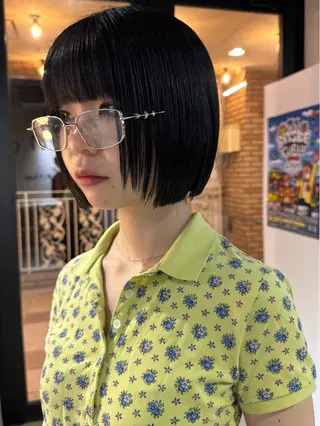ショート カラー 縮毛矯正✖️ボブ職人 【圧倒的朝楽ボブ】のヘアスタイル