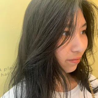 セミロング カラー ハブヘアー ハブヘアーのヘアスタイル