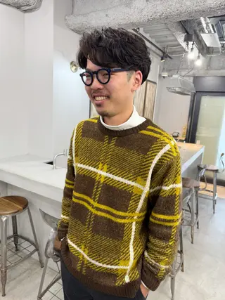 ミディアム カラー パーマ メンズ 【毛流れヘア】 人気No.1/ユウキのヘアスタイル
