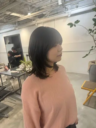 セミロング 新宿/顔周りカット +レイヤー＝しずく♩のヘアスタイル