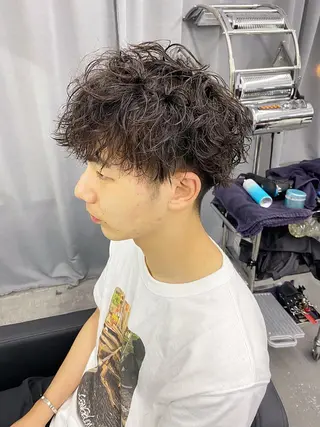 ショート パーマ メンズ 【痛くないブリーチ】 野村友大のヘアスタイル