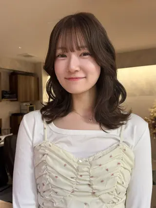 セミロング カラー Wカラーレイヤー🎀 透明感カラーのヘアスタイル