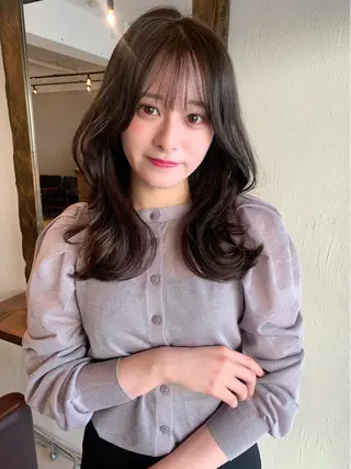 ミディアム カラー 透明感カラー✂︎ /縮毛矯正/YUKAのヘアスタイル