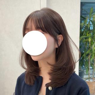 セミロング レイヤーカット/ 透明感カラー/あさかのヘアスタイル