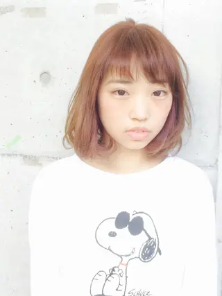ミディアム カラー パーマ ハイトーン特化🤍 浦住のヘアスタイル