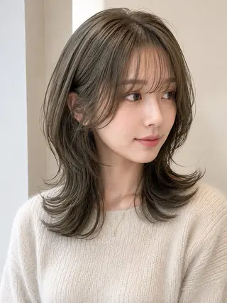 ミディアム 艶髪縮毛矯正/ レイヤー/西村光稀のヘアスタイル