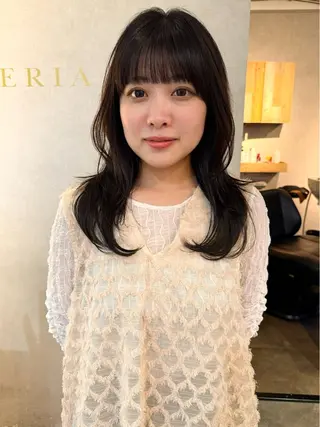 セミロング パーマ ERINA/レイヤー /尼崎のヘアスタイル